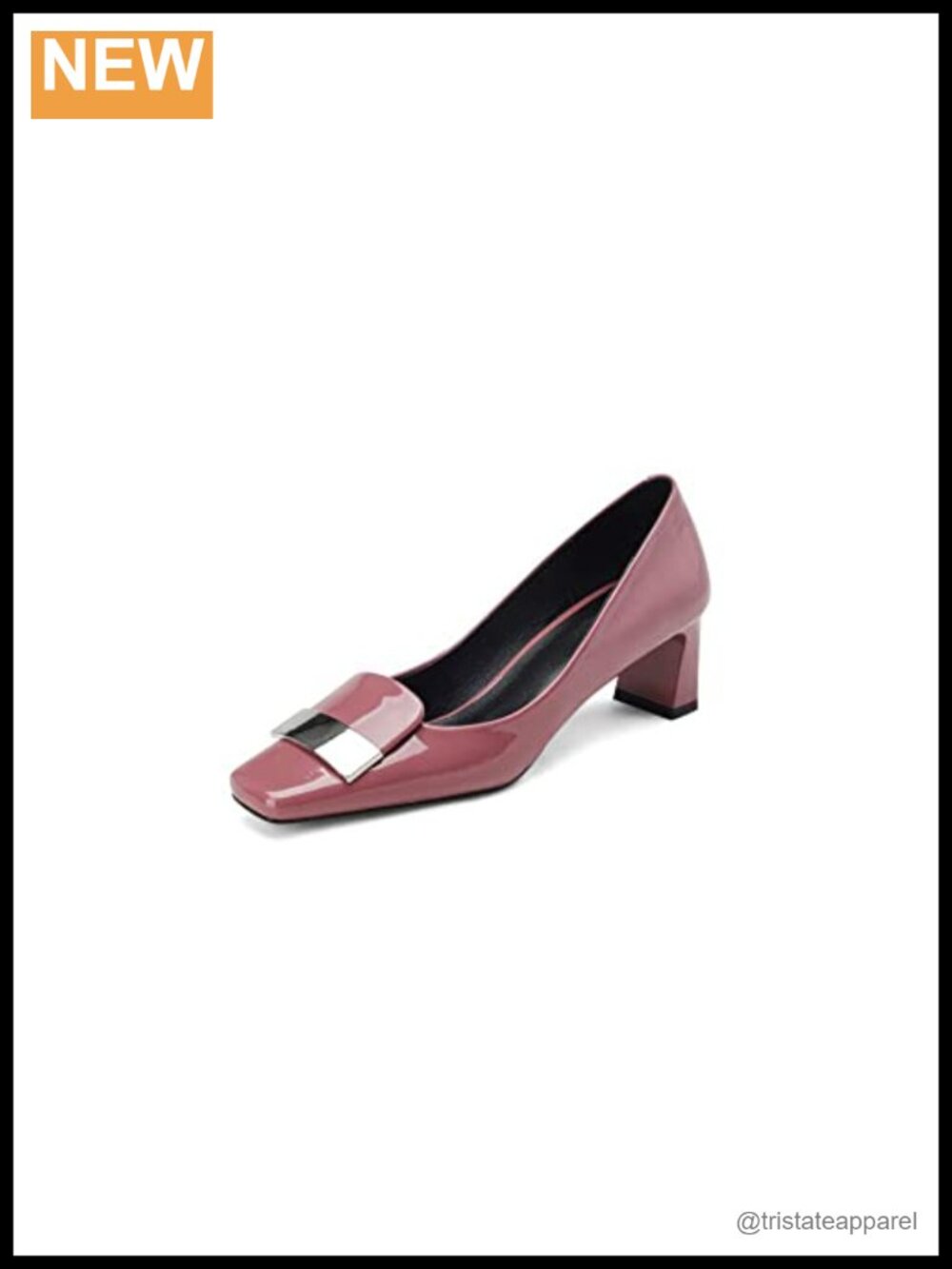 Genuine Leather Handmade Square Toe Block Heel Slip On Pumps